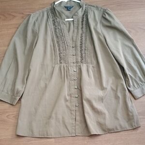 Banana Republic Khaki Button-Up Blouse